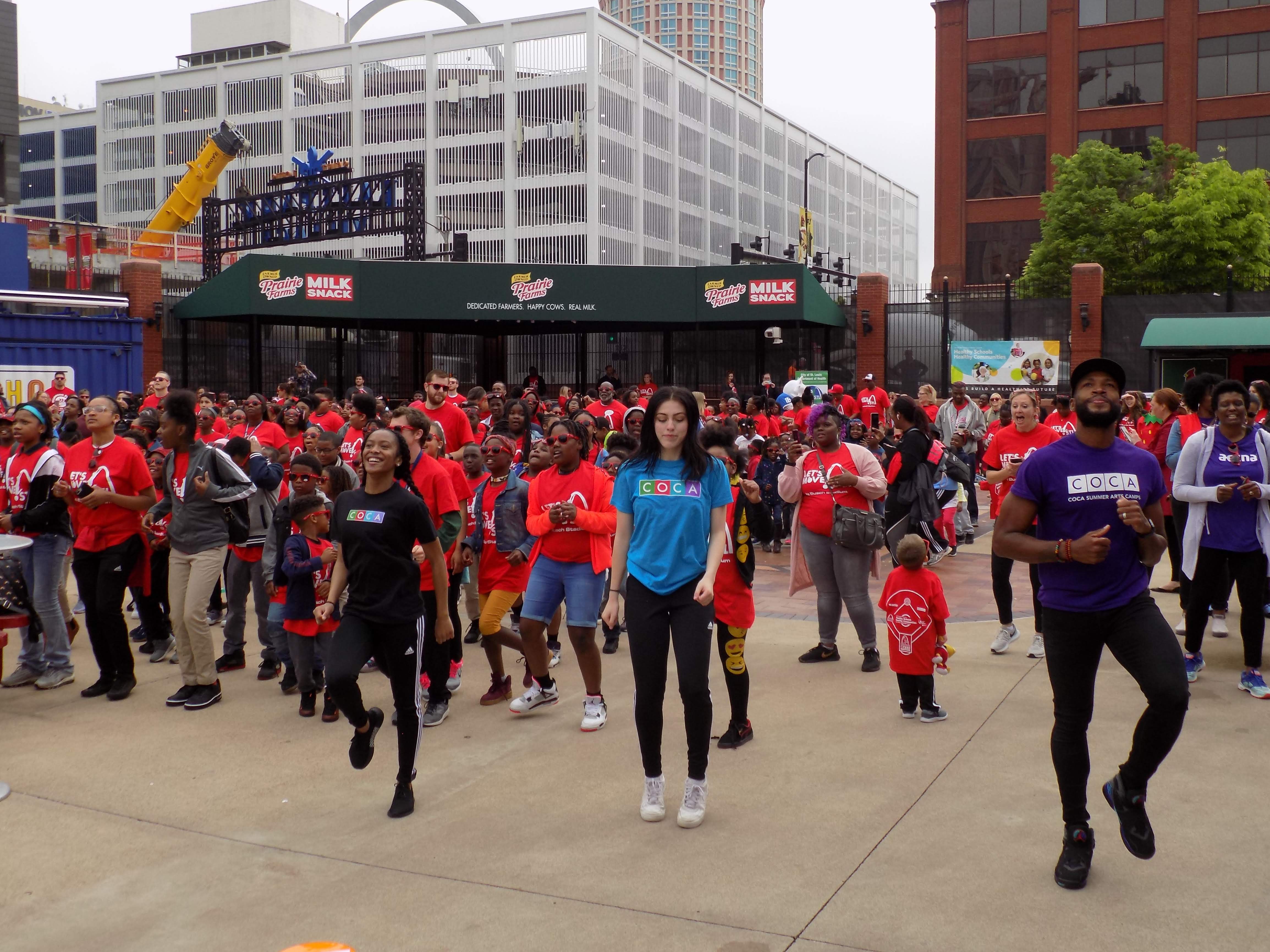 Dancers from COCA help lead the routine for the Flash mob