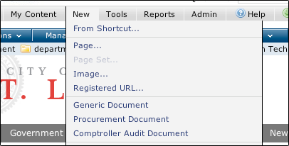 CommonSpot 7 New Menu