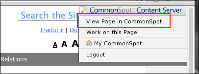 View Page in CommonSpot