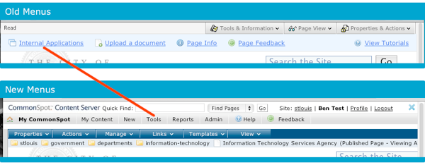 The Tools & Information menu has mostly moved to the Tools menu in the gray toolbar