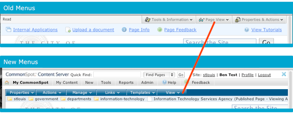 Page View menu comparison