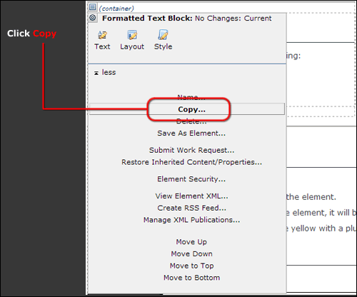 Link to copy an element