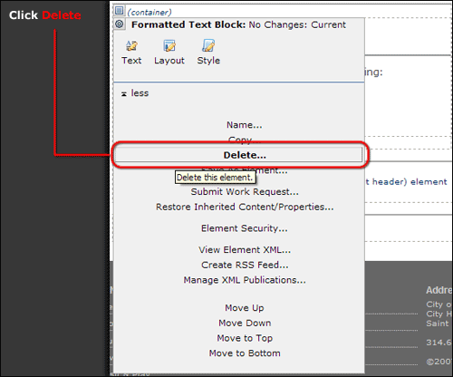 Delete Element link