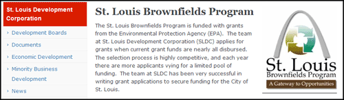 Brownfields logo inside a right column