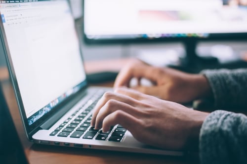 Person using a laptop computer