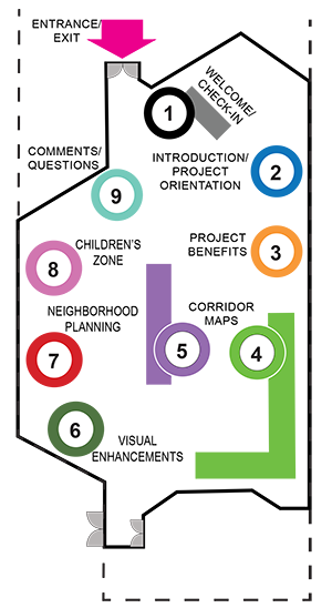 A map of the stations at the Open House. See list for station names and descriptions.