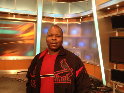 Andre Holman on the old news set at KTVI FOX 2